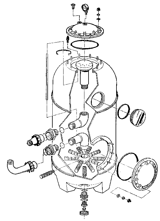 Explosionszeichnung  der Filterbehälter Baureihe M